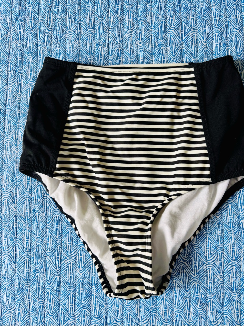 Athleta Black & White High-Waist Striped Bikini Bottoms